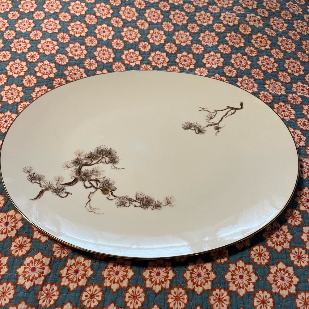 Larchmont by Sango Japan, China platter - Pine Branch 16 x 12 DISCONTINUED